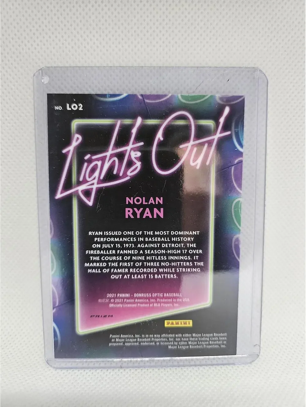 Nolan Ryan - 2021 Panini OPTIC Lights Out Insert - #LO-2 - Angels - RAW Mint